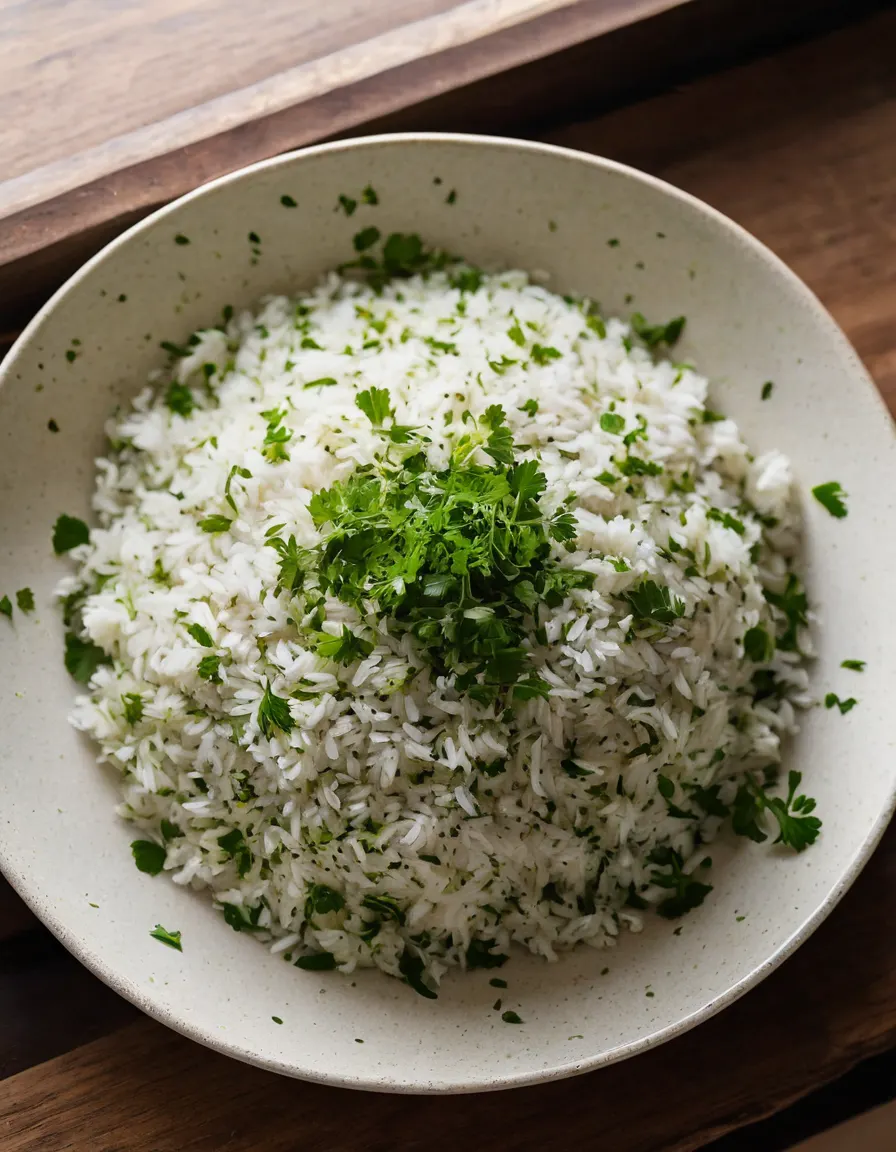 A plate of fluffy cilantro-lime rice with lime zest